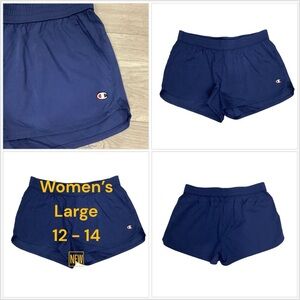 Womens Champion Large 12 - 14 Shorts Sport Take A Hike Navy Blue Elastic Waist